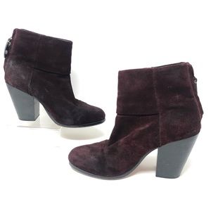 rag & bone Newbury Ankle boots burgundy suede Sz 38 US 8 Megan Fox Rosie HW